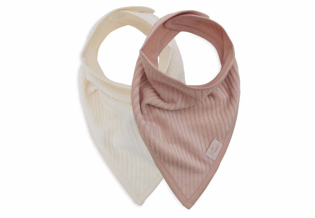 Jollein - Slab Bandana Velvet Rib - Wild Rose/Ivory - 2 Stuks