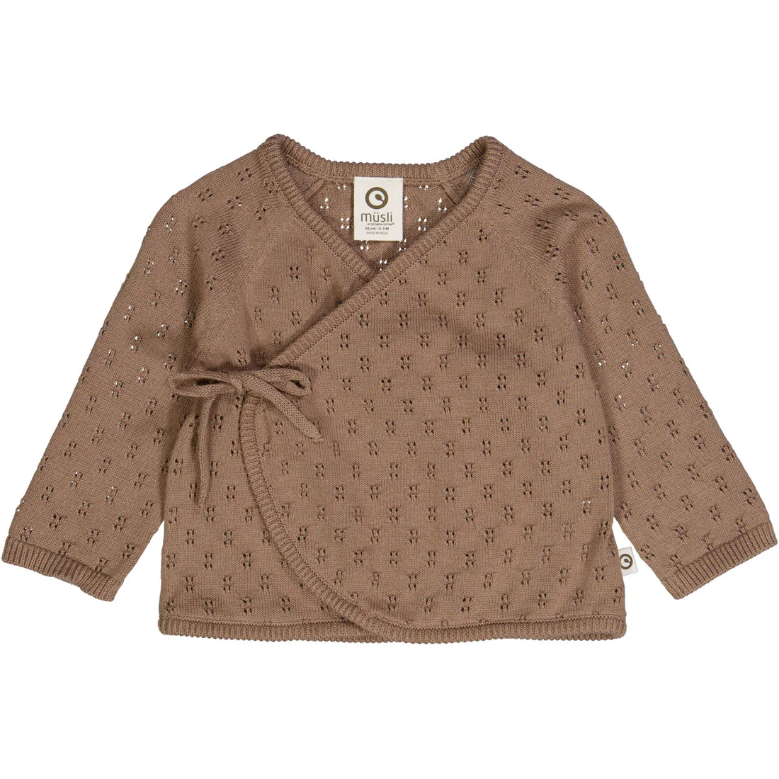 KNIT cardigan with cross closure - Walnut