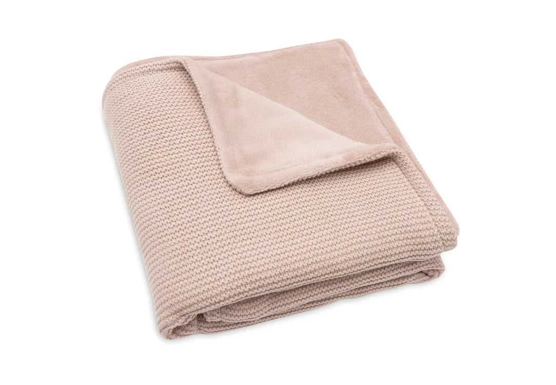 Jollein - Deken Wieg 75x100cm Basic Knit - Wild Rose/Fleece