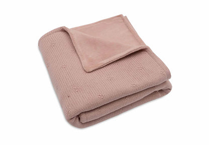 Jollein - Deken Wieg 75x100cm Cosy Knit - Wild Rose/Velvet