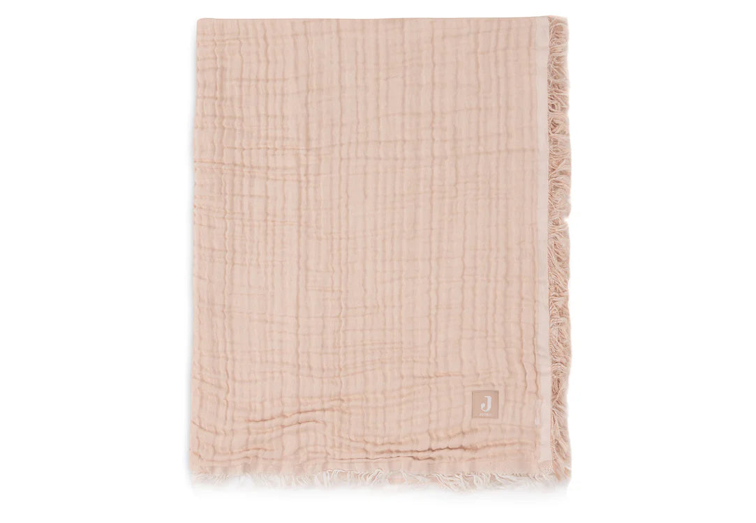 Blanket 75X100 cm Fringe Moonstone/Ivory GOTS