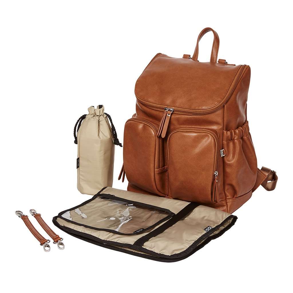 Tan Faux Leather Nappy Backpack