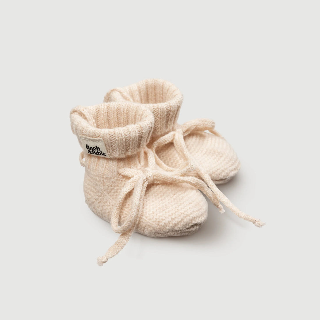 Wool Knitted Baby Booties - Milk