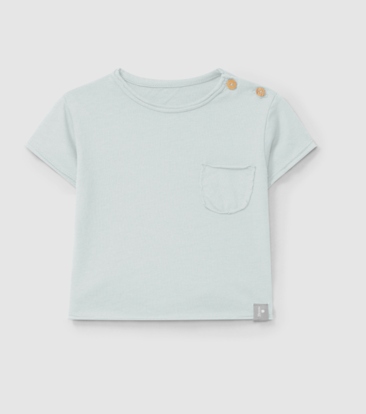 T-shirt met zakje - mint blue