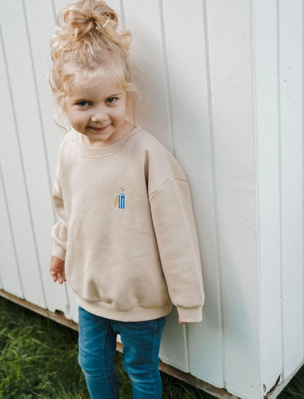 KIDS STRANDHUISJE SWEATER - BEIGE