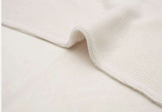 Deken Wieg 75x100cm Basic Knit - Ivory/Coral fleece