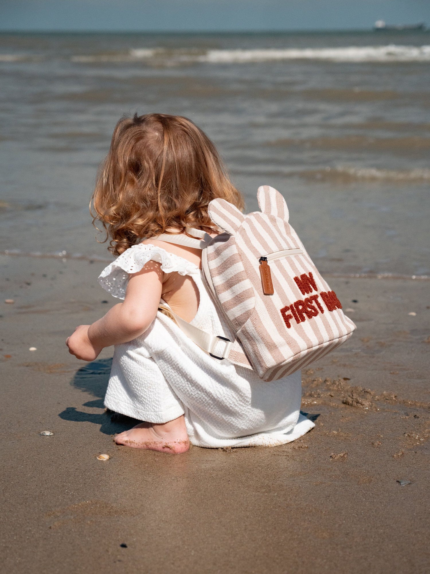 MY FIRST BAG KINDERRUGZAK - STRIPES - NUDE/TERRACOTTA