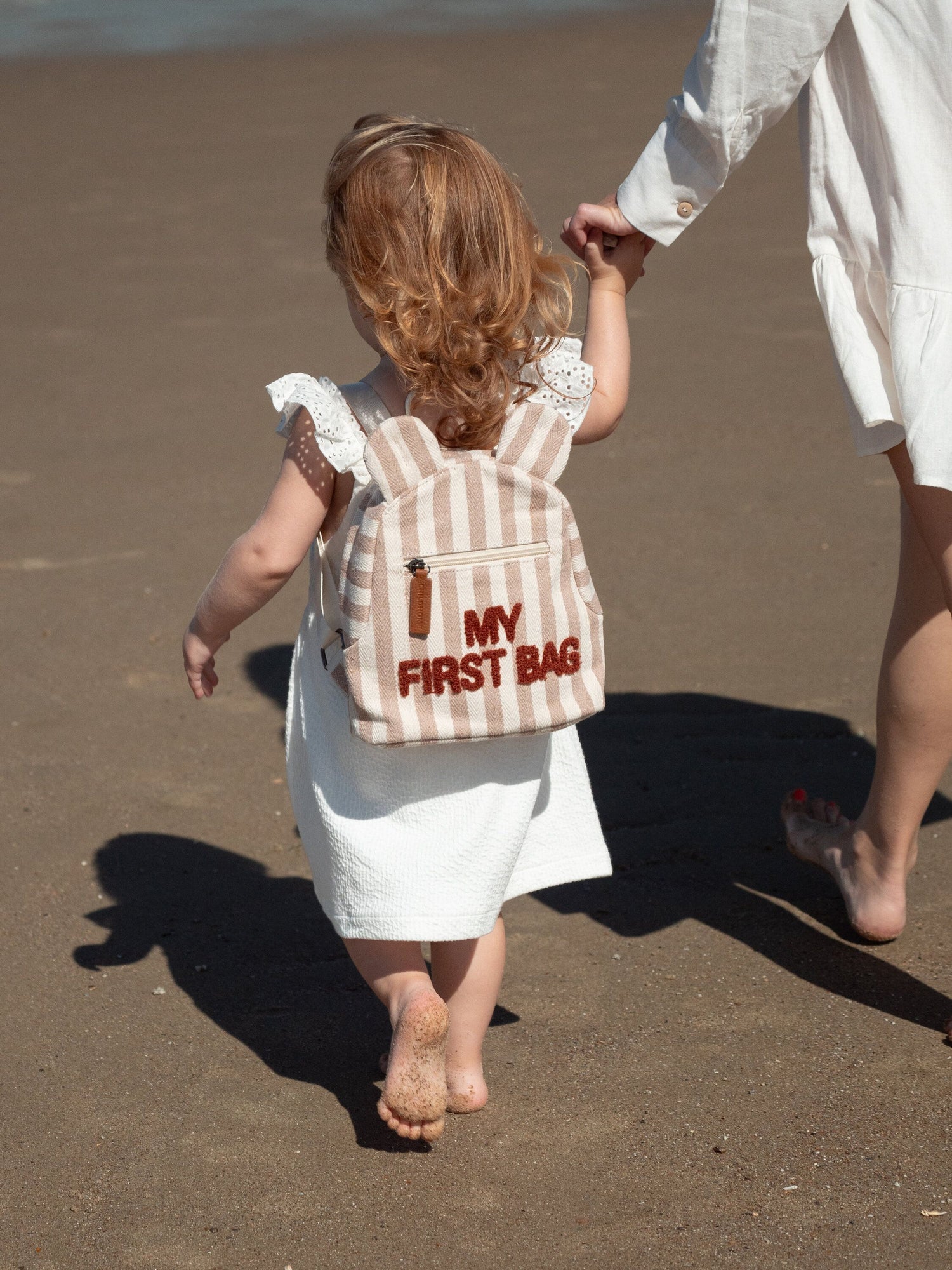 MY FIRST BAG KINDERRUGZAK - STRIPES - NUDE/TERRACOTTA