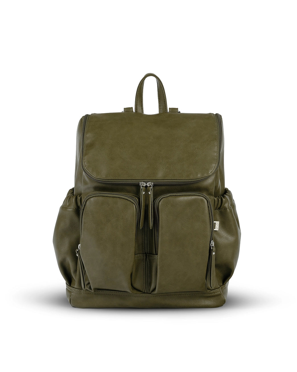 Olijfgroene faux Leather Nappy Backpack