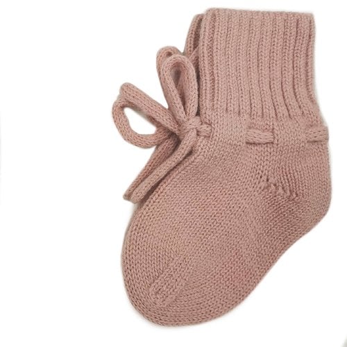 Merino wol booties old pink