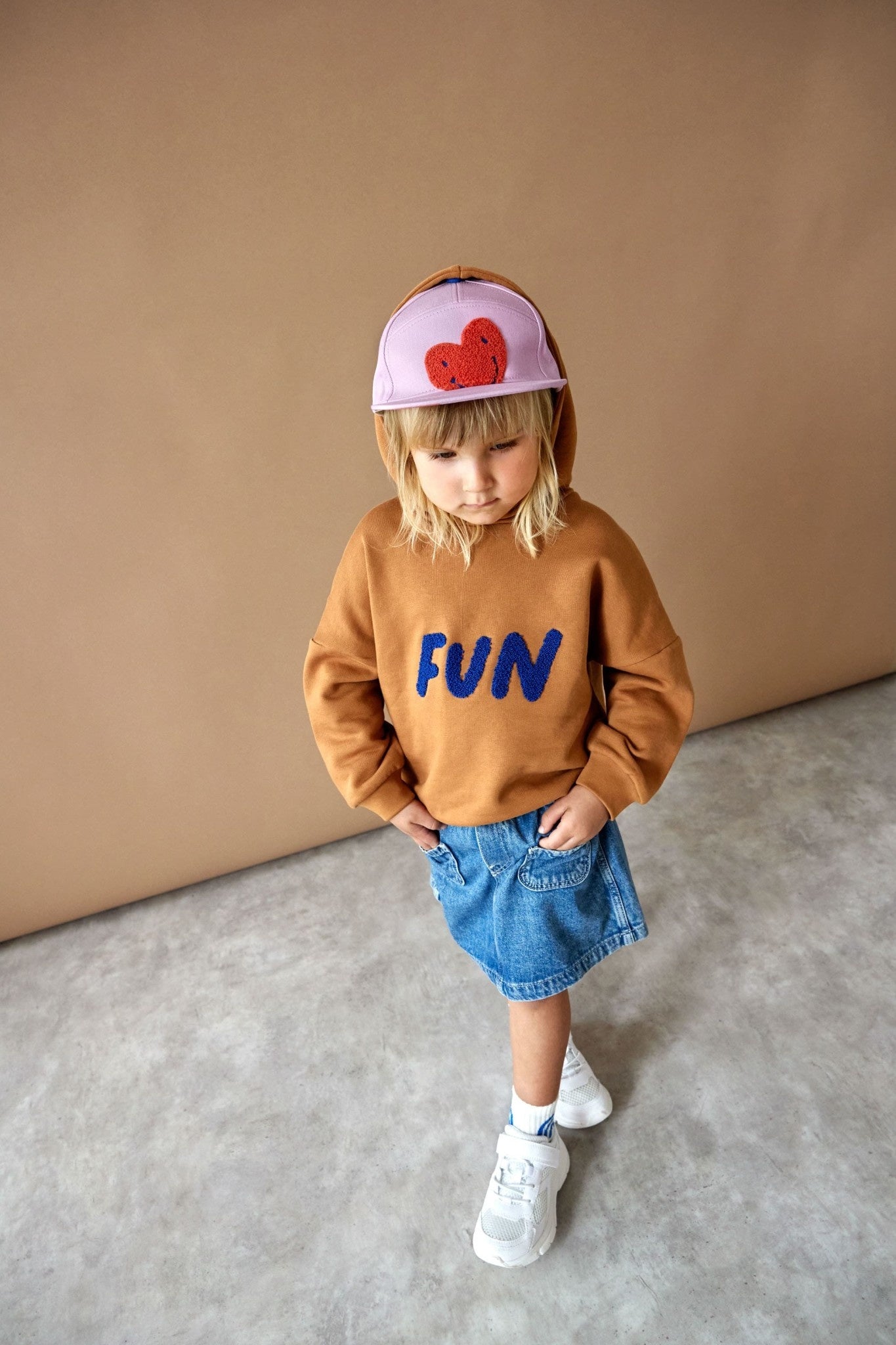 Kids Hoodie GOTS Little Gang Fun caramel