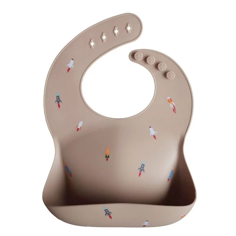 Mushie - Silicone bib -Rocket Ship