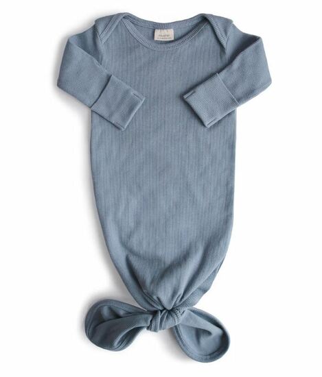 Mushie - Ribbed Knotted Baby Gown - Tradewinds