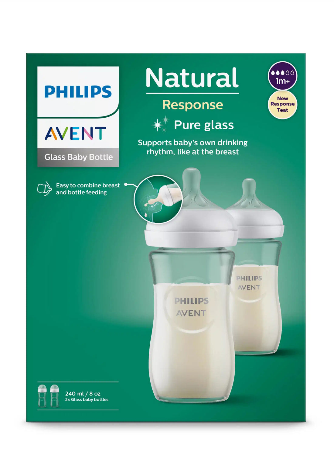 Natural 3.0 zuigfles 240 ml Glas Duo